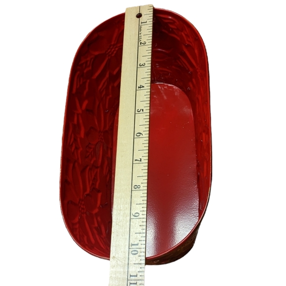 Burton & Burton Red & Gold Metal Holiday Christmas Floral Tin Planter Se… - Picture 5 of 14